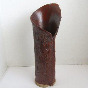 Uniquely Hand-Made Art Vase Glazed Ceramic Signed Pottery Large / Heavy 13" Inch
